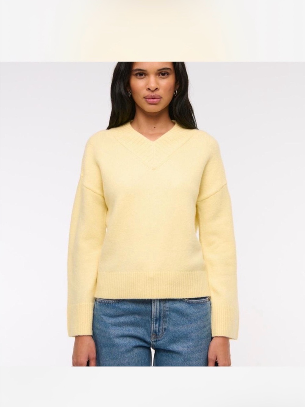 Abercrombie & Fitch Pale Yellow V-Neck Sweater